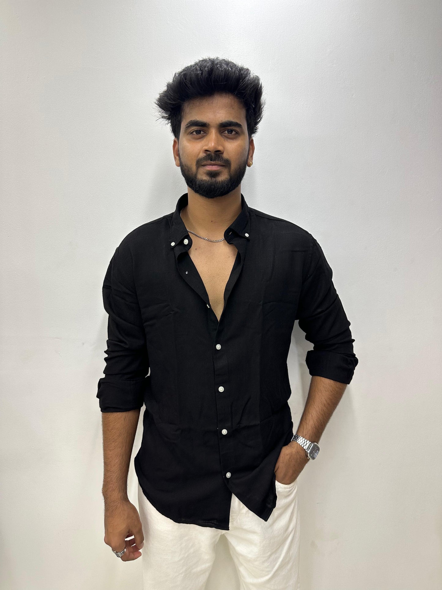 Midnight Black Linen Shirt