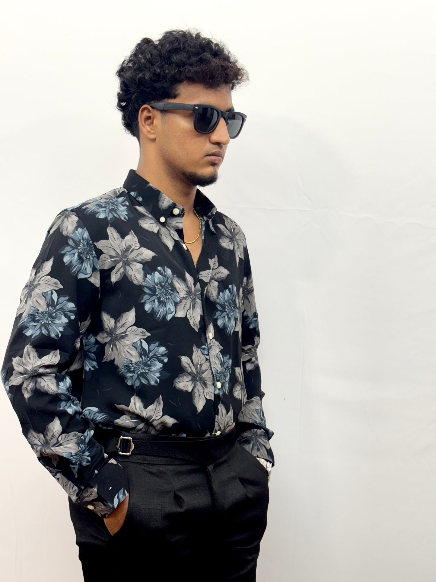 Blue Frost Floral Printed Shirt