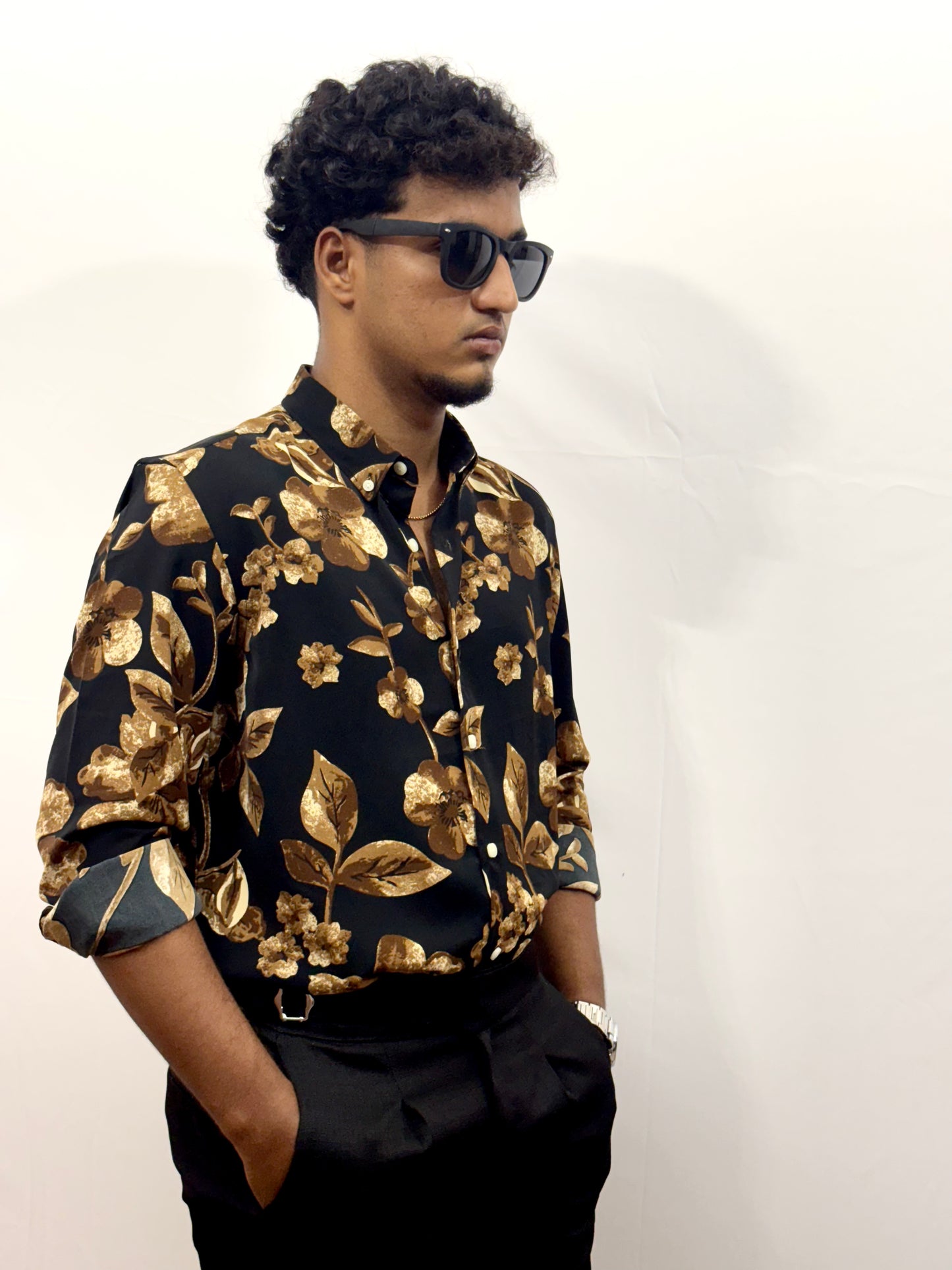 Black Regal Bloom Printed Shirt