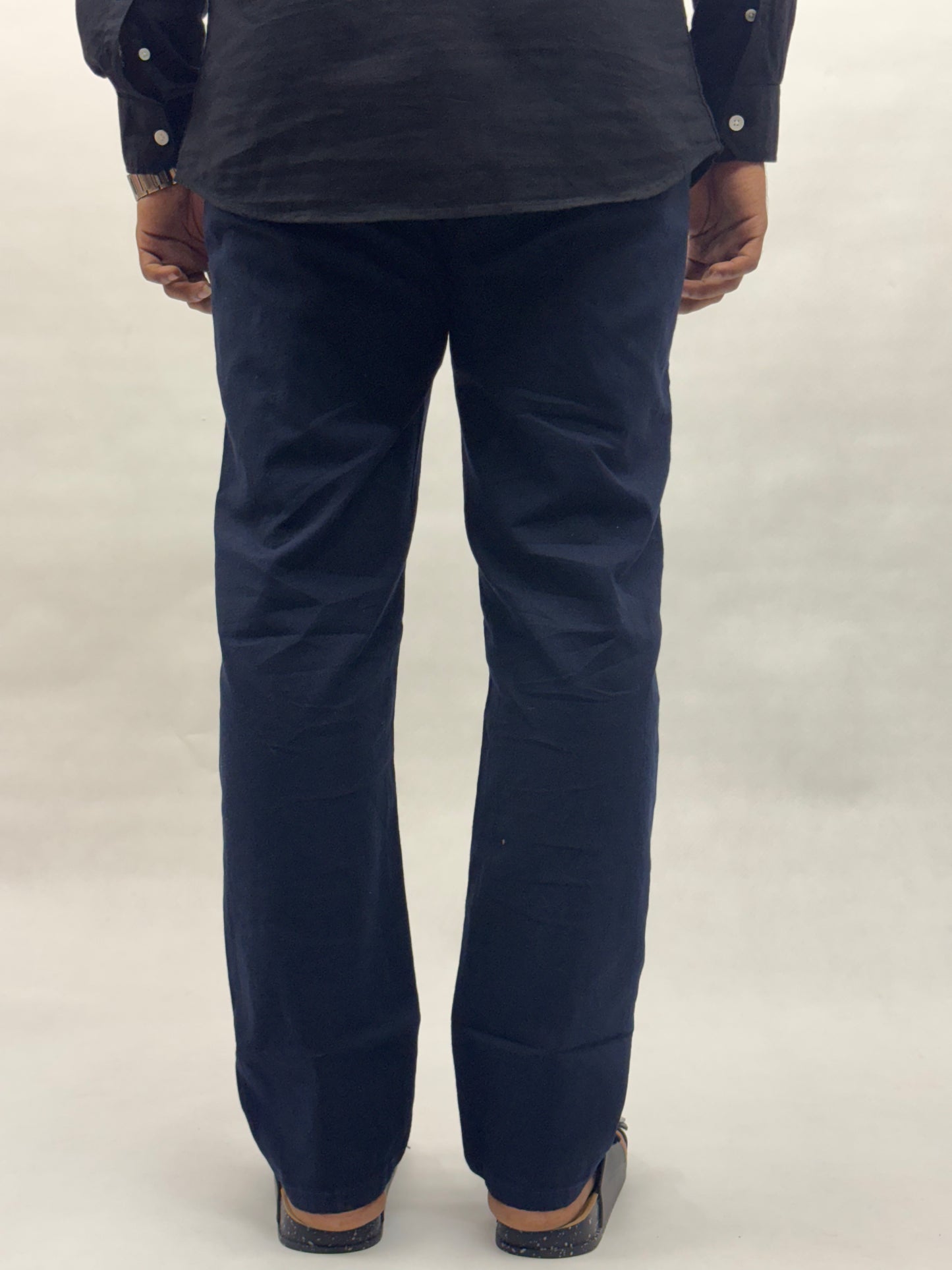 Navy Blue Regular Fit Linen Pants