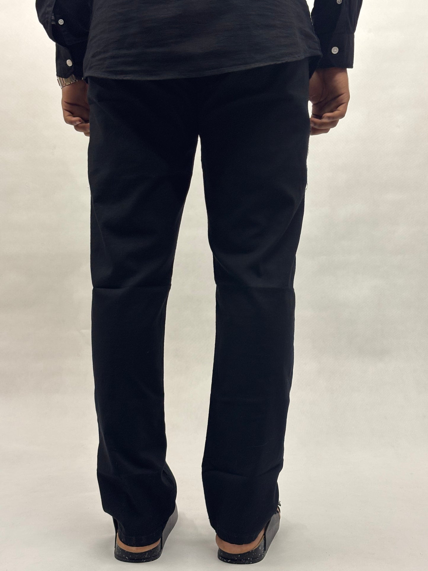 Black Regular Fit Linen Pants