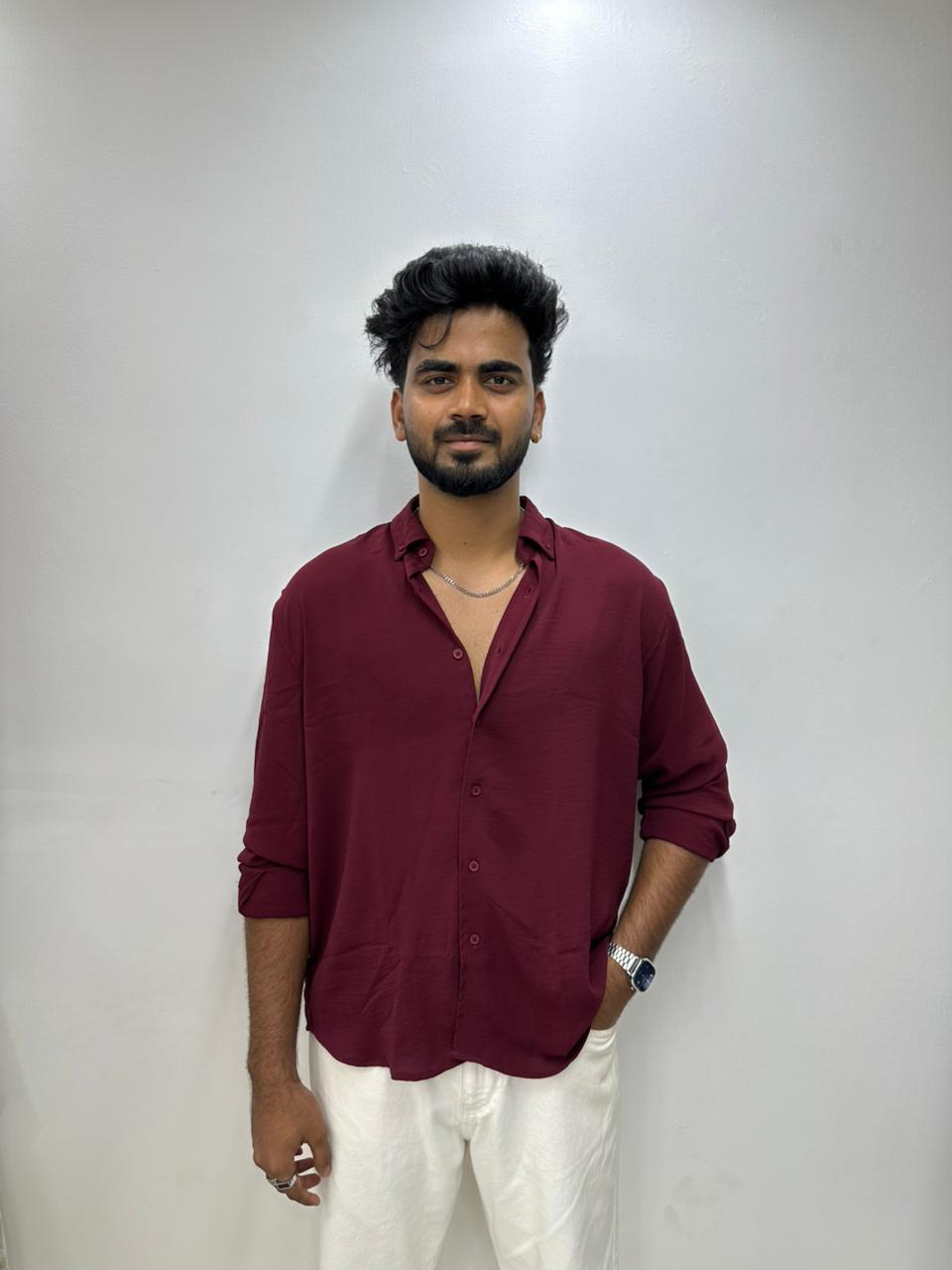 Maroon Crush Linen Shirt