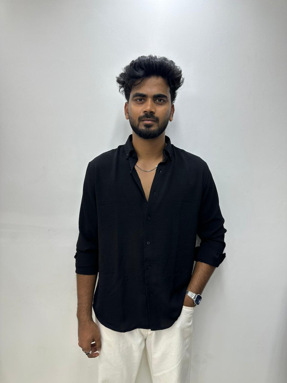 Black Crush Linen Shirt