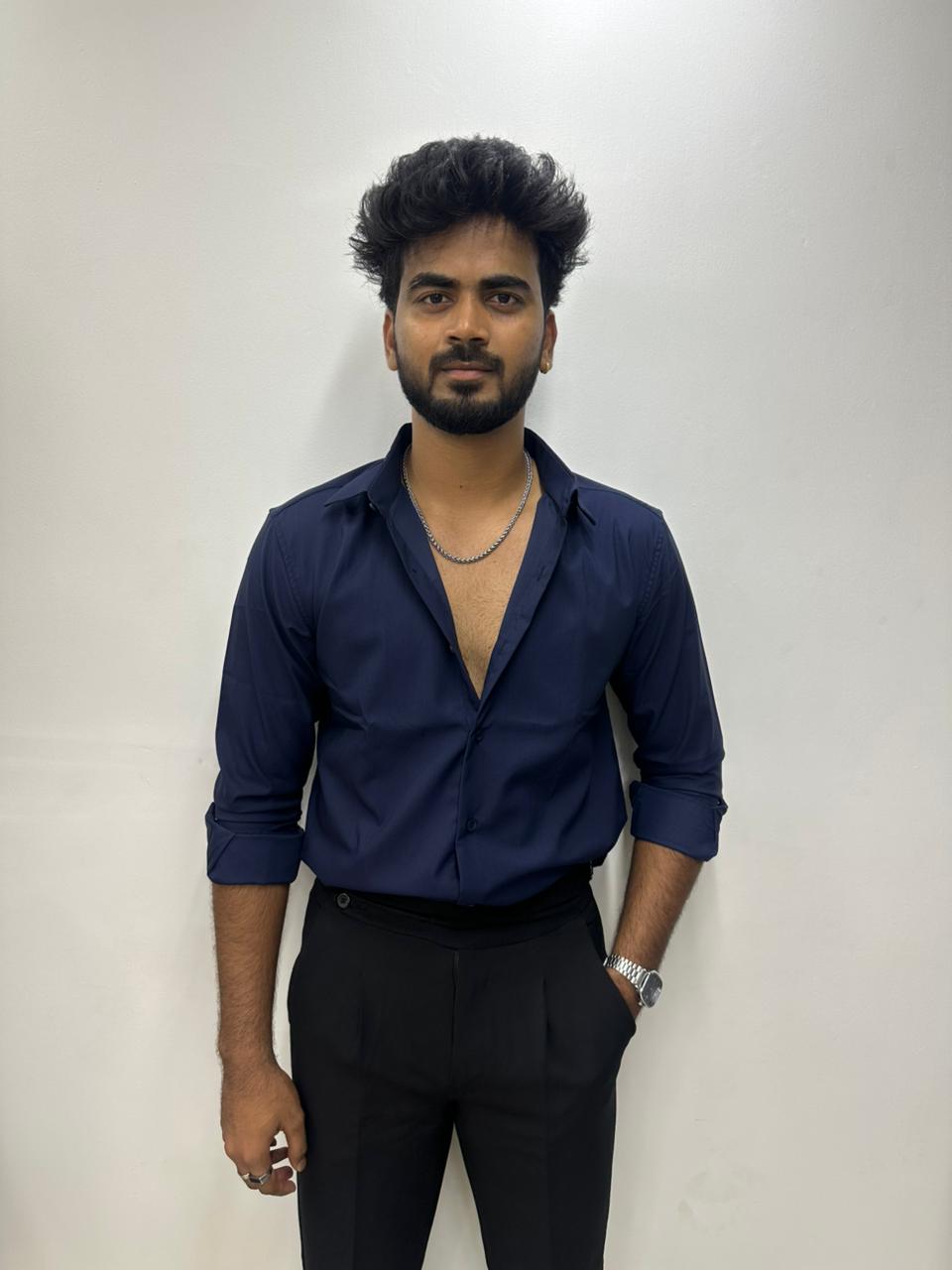 Navy Blue TR Solids Shirt