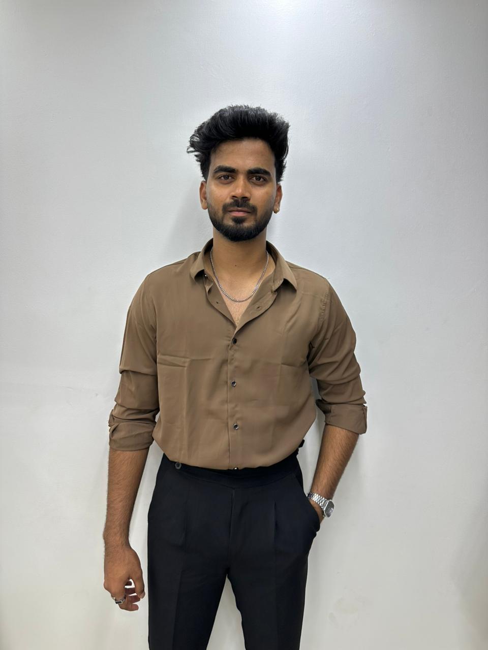 Mocha Brown Liquid Shirt
