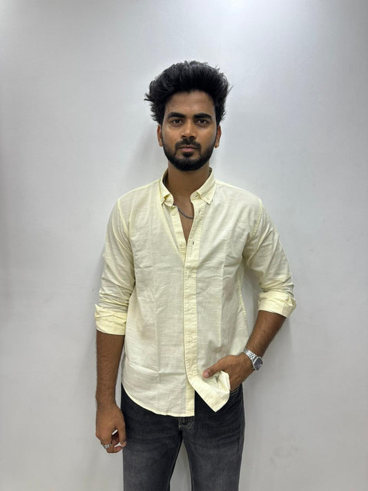 Pastel Yellow Linen Shirt