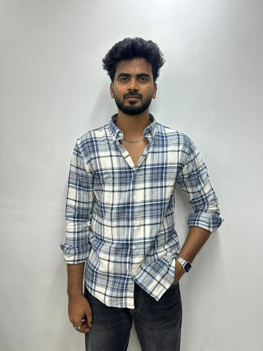 White & Blue  Flannel