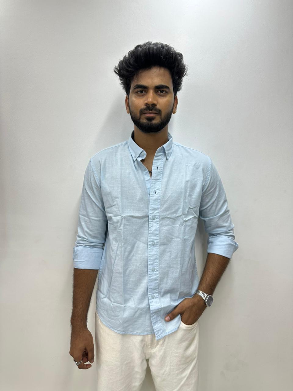 Sky Blue Linen Shirt