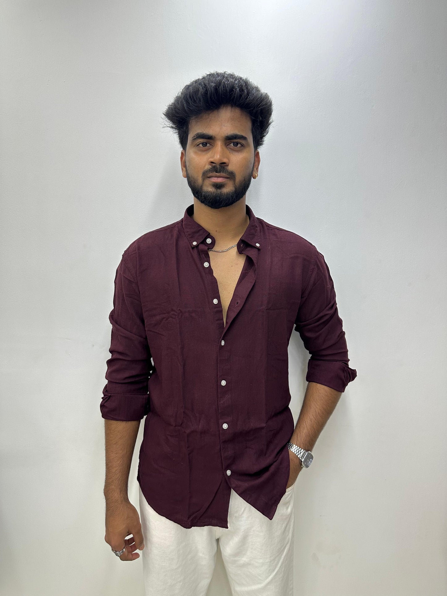 Maroon Linen Shirt