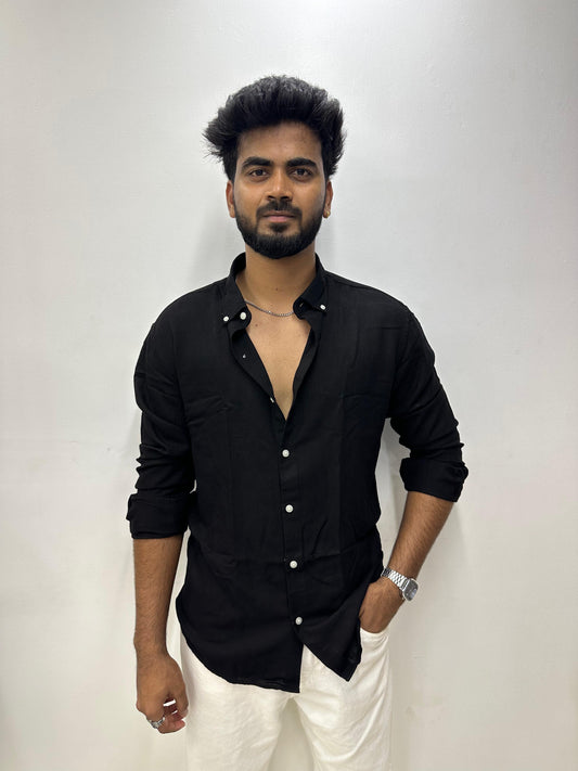 Midnight Black Linen Shirt