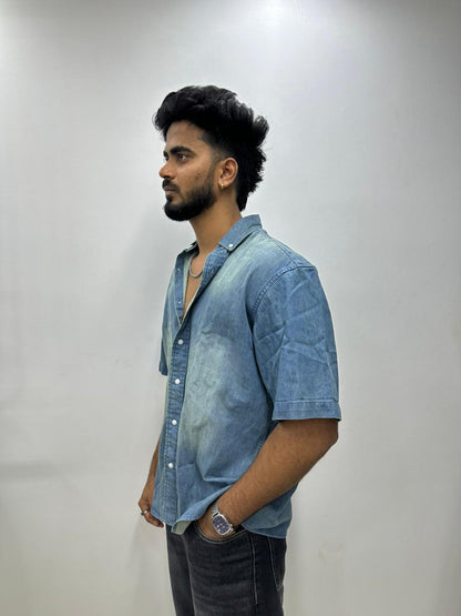 Ocean Blue Denim Half-Sleeve Shirt