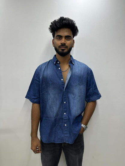 Deep Blue Denim Half-Sleeve Shirt
