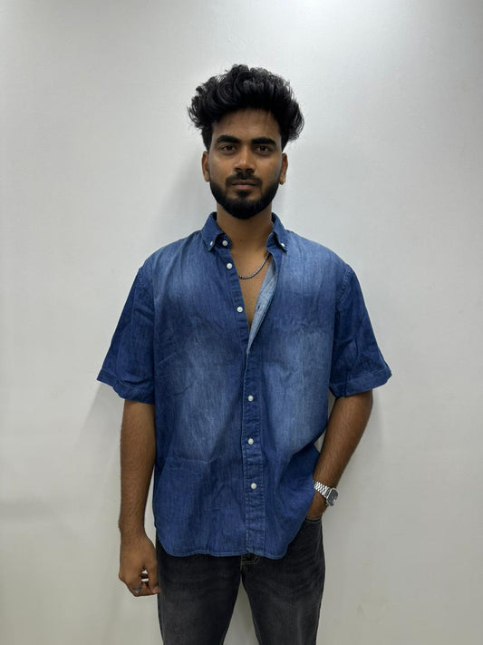 Deep Blue Denim Half-Sleeve Shirt