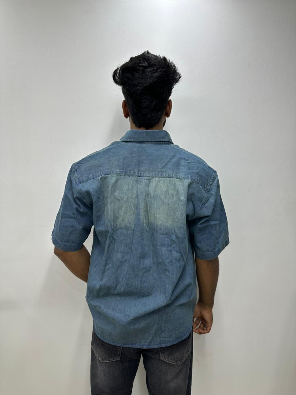 Ocean Blue Denim Half-Sleeve Shirt