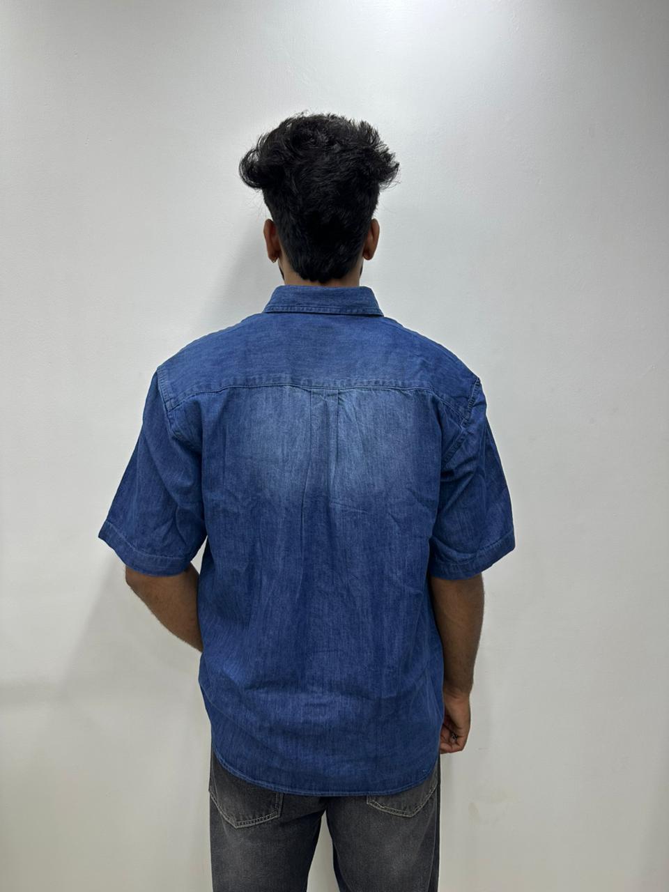 Deep Blue Denim Half-Sleeve Shirt