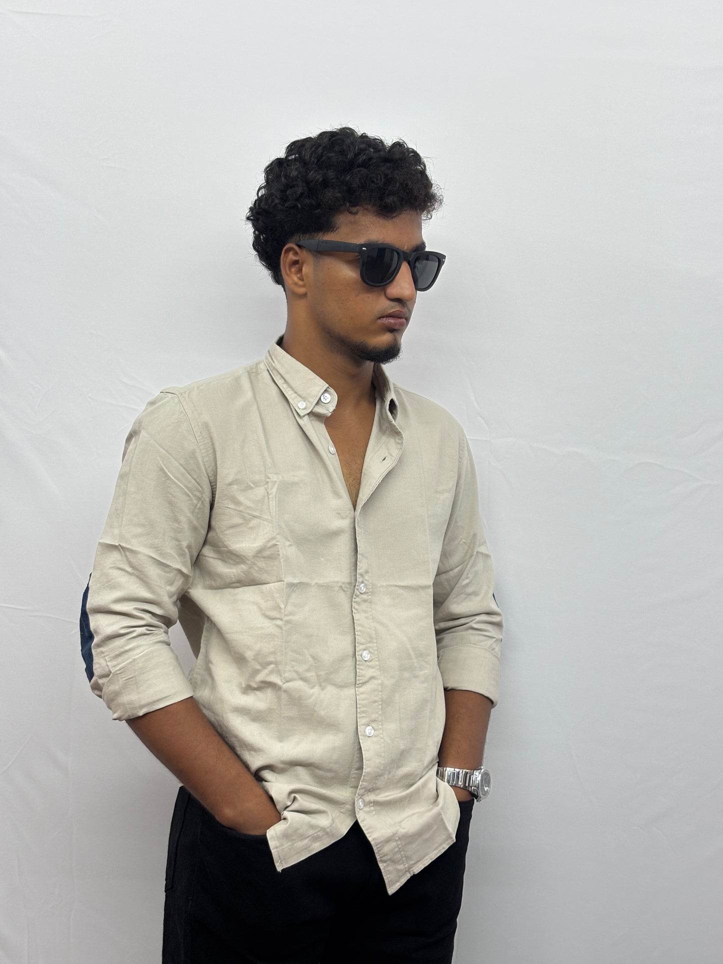 Beige Hand Patch Shirt