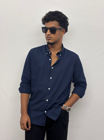 Navy Blue Linen Shirt