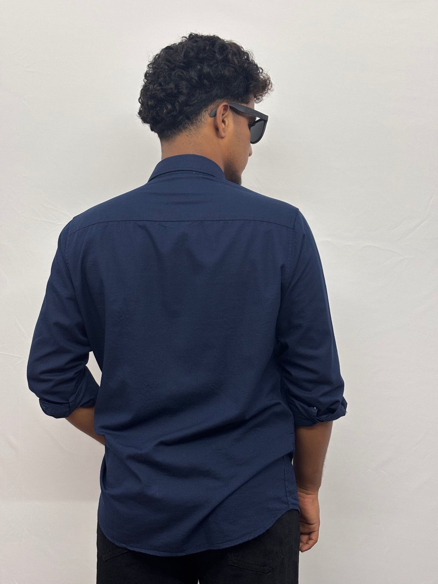 Navy Blue Linen Shirt