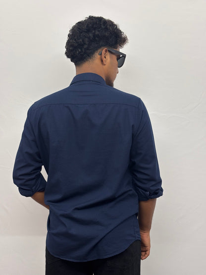 Navy Blue Linen Shirt