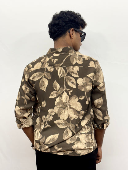 Vintage Brown Floral Printed Shirt