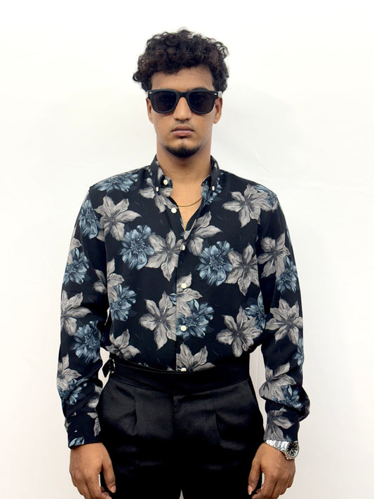 Blue Frost Floral Printed Shirt