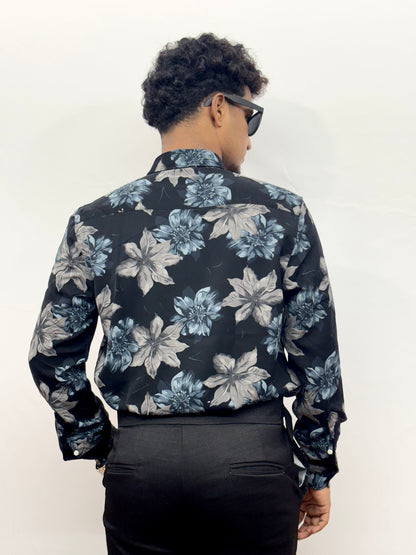 Blue Frost Floral Printed Shirt