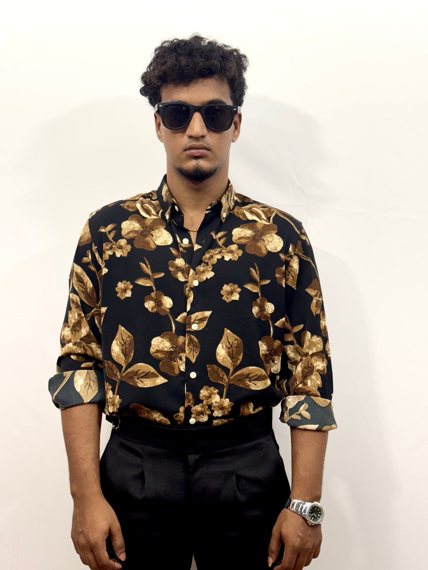 Black Regal Bloom Printed Shirt