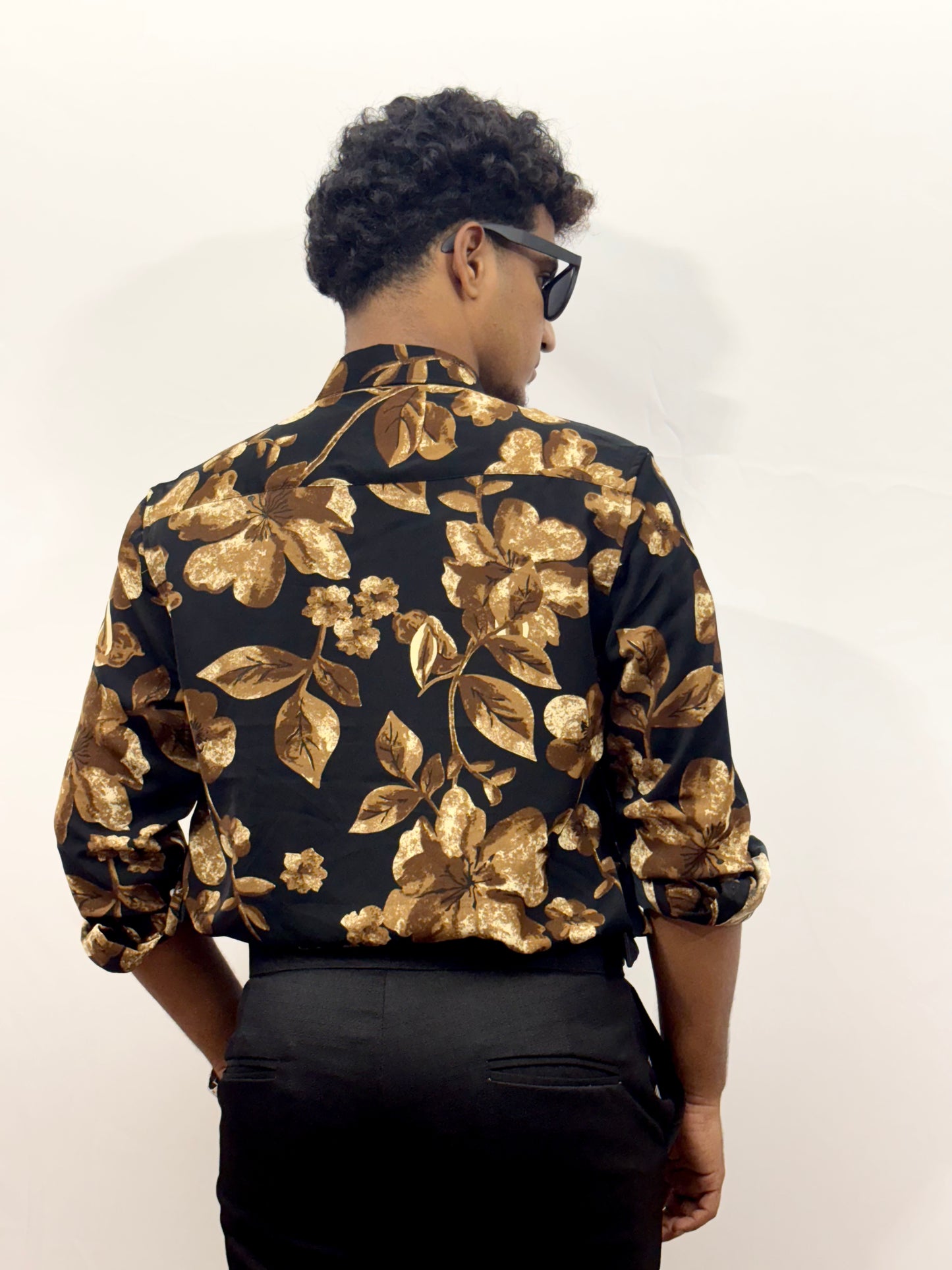 Black Regal Bloom Printed Shirt