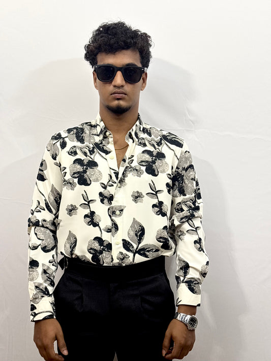 White Shadow Floral Printed Shirt