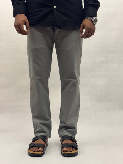 Grey Regular Fit Linen Pants