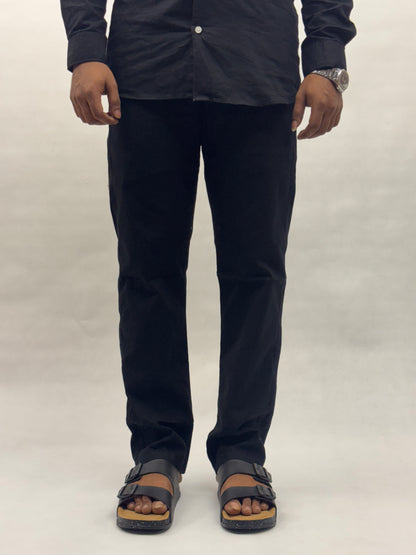 Black Regular Fit Linen Pants