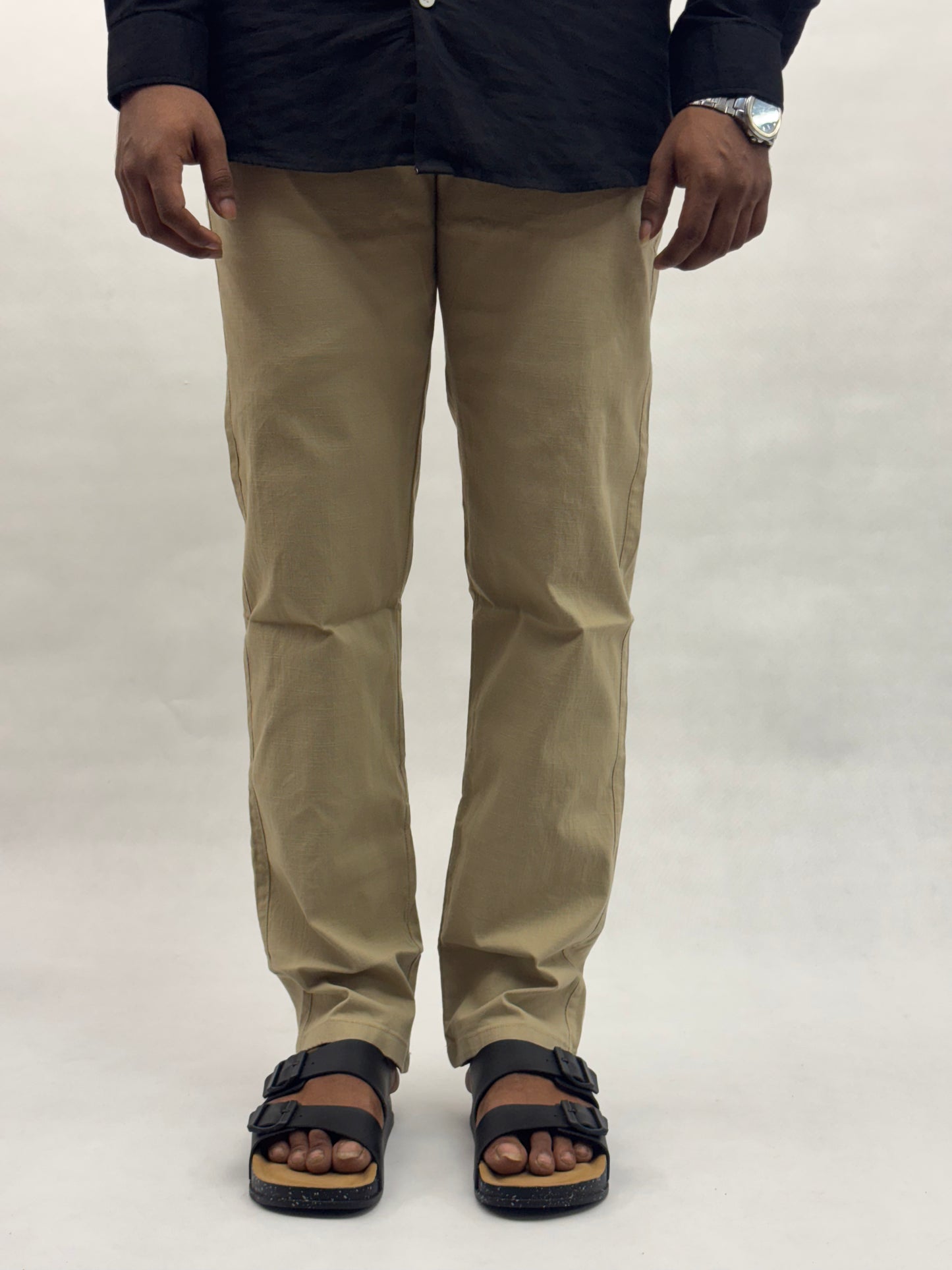 Dark Beige Regular Fit Linen Pants