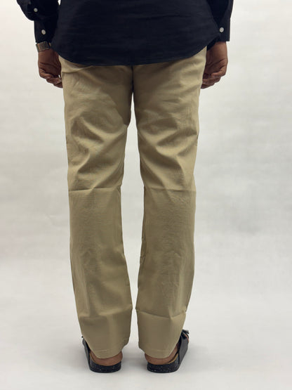 Dark Beige Regular Fit Linen Pants