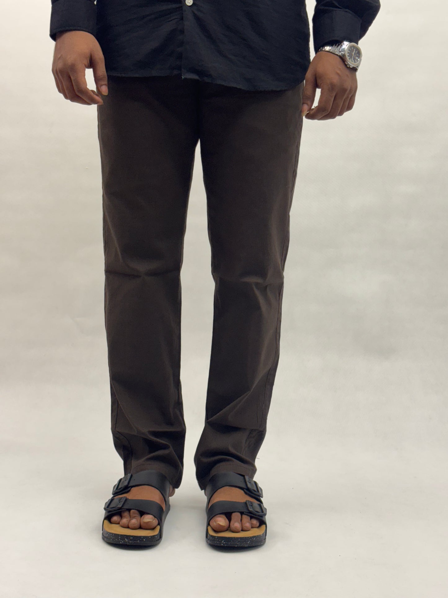 Brown Regular Fit Linen Pants