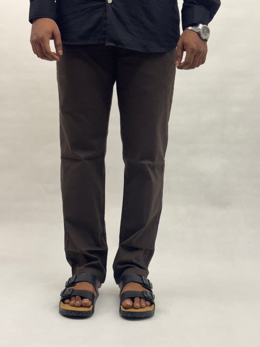 Brown Regular Fit Linen Pants