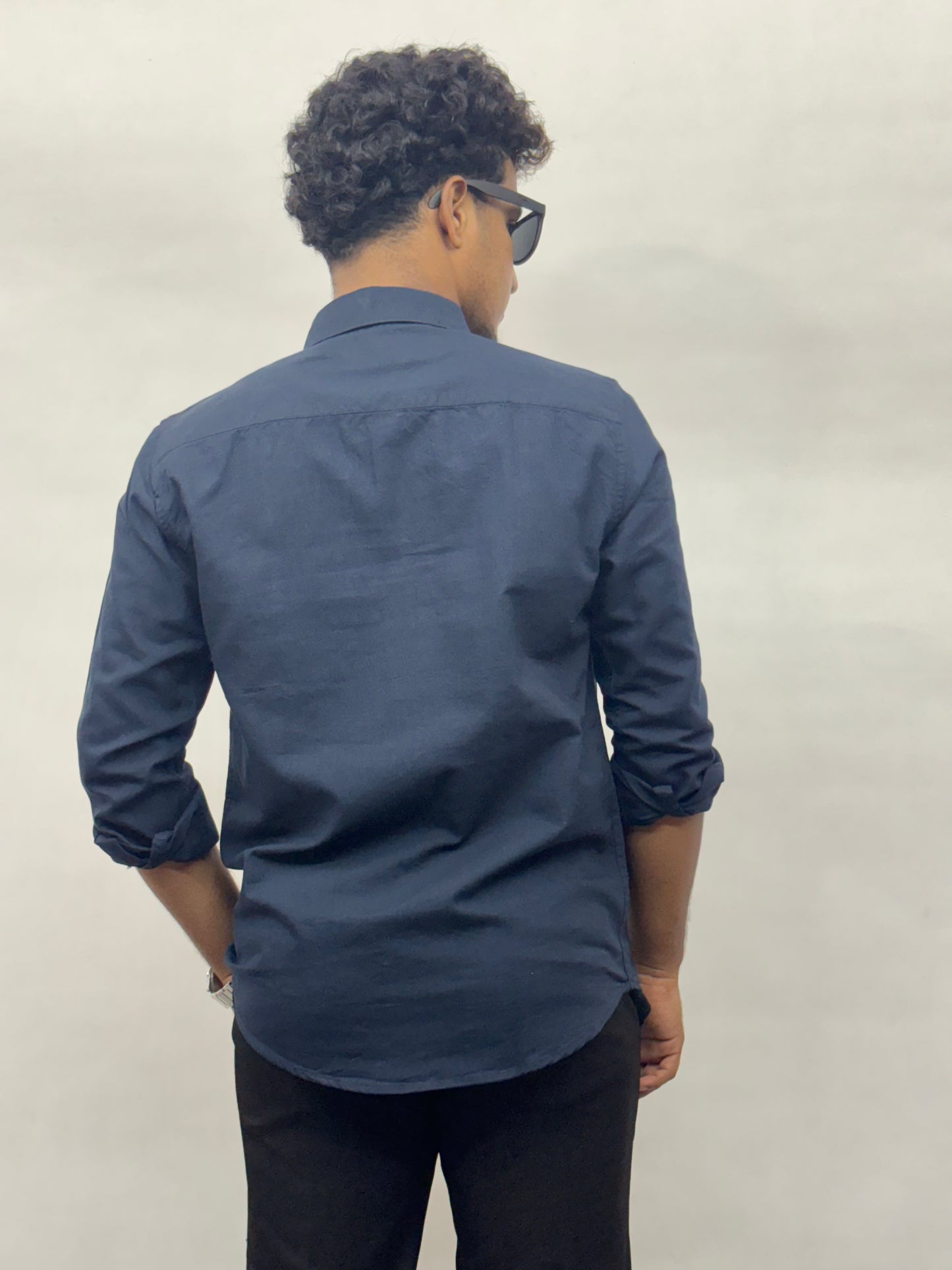 Navy Blue Cotton Shirt