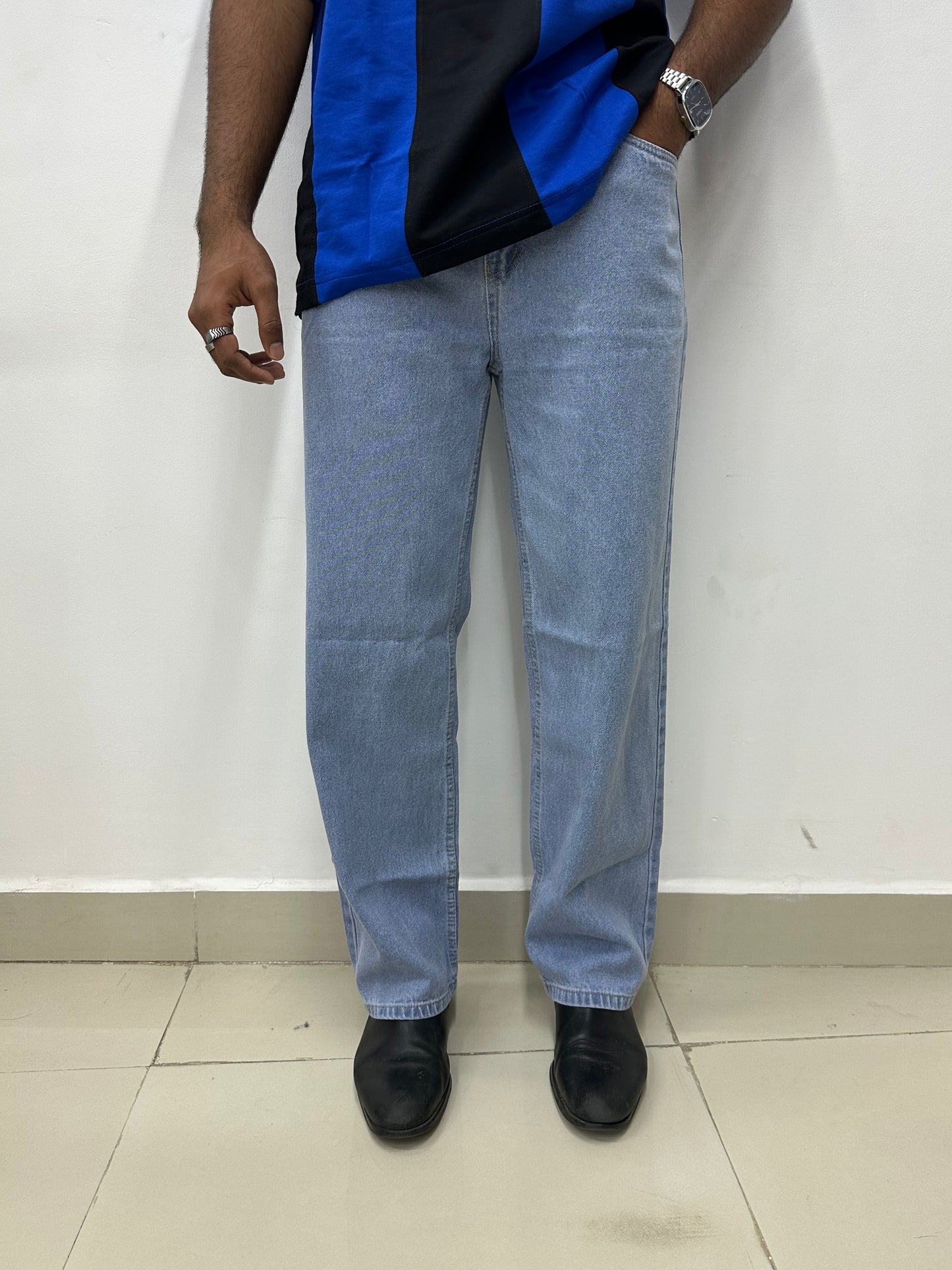 Sky Blue Baggy Fit Jeans