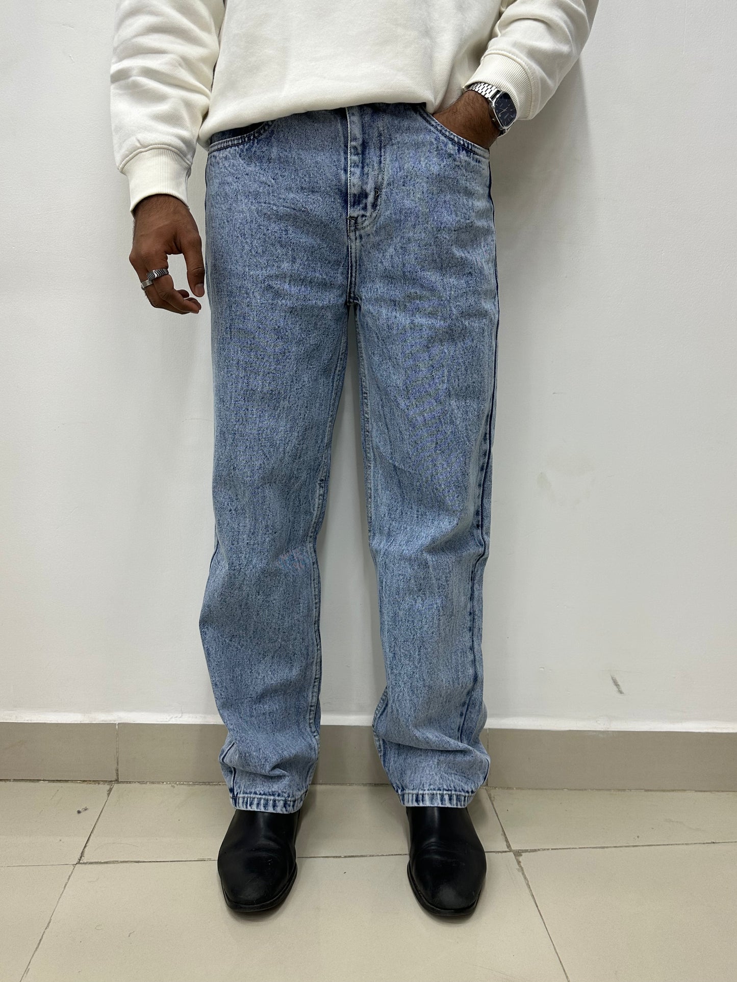 Light Blue Acid Wash Baggy Fit Jeans