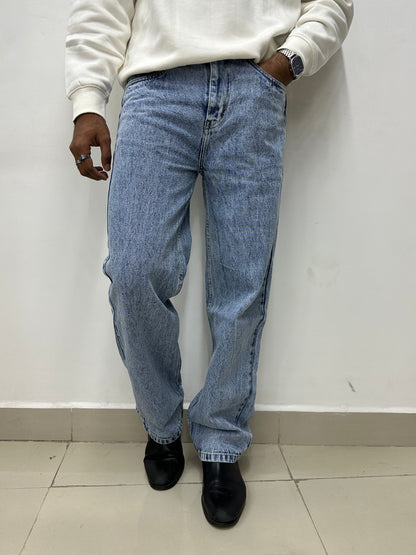 Light Blue Acid Wash Baggy Fit Jeans