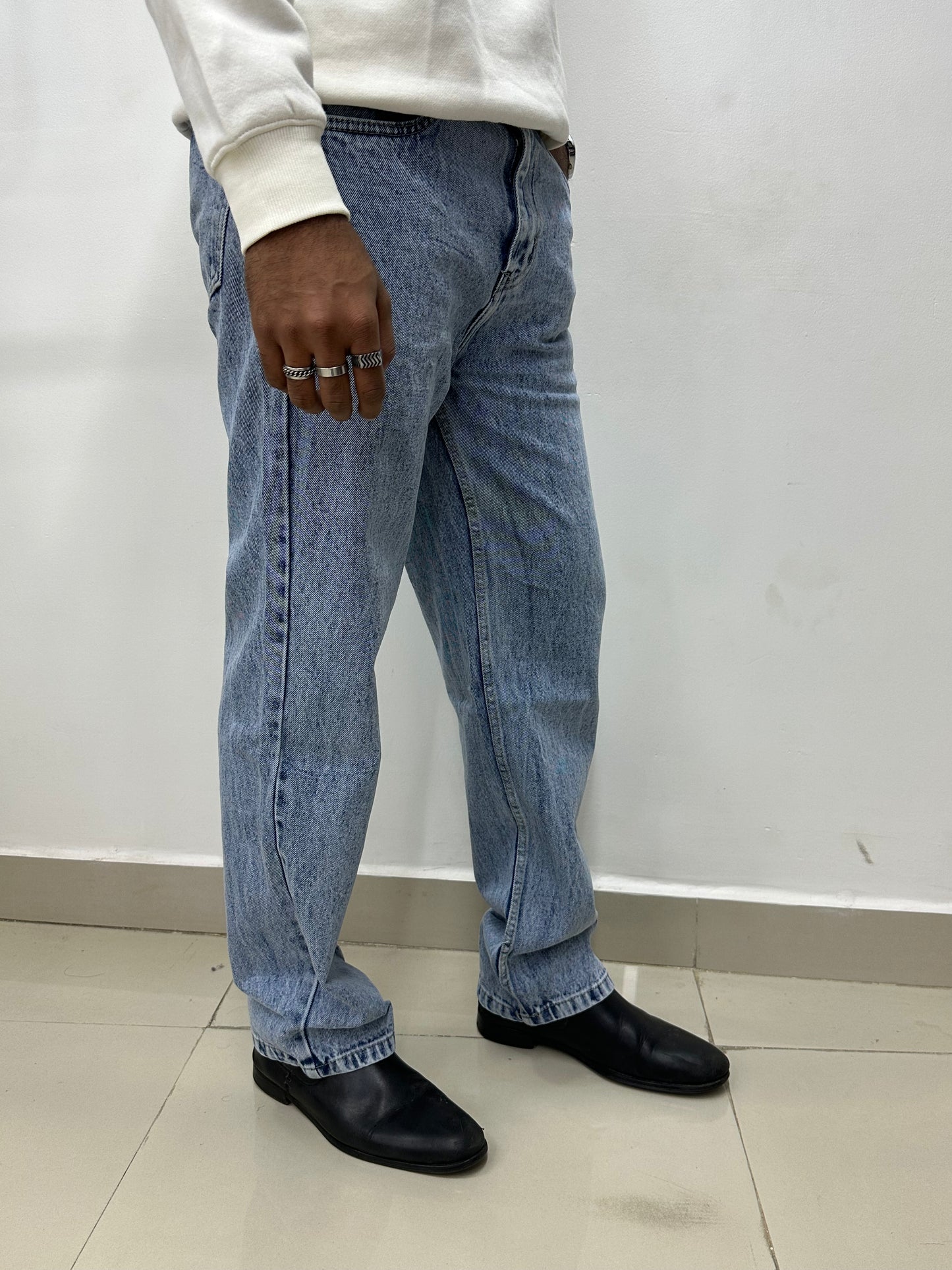 Light Blue Acid Wash Baggy Fit Jeans