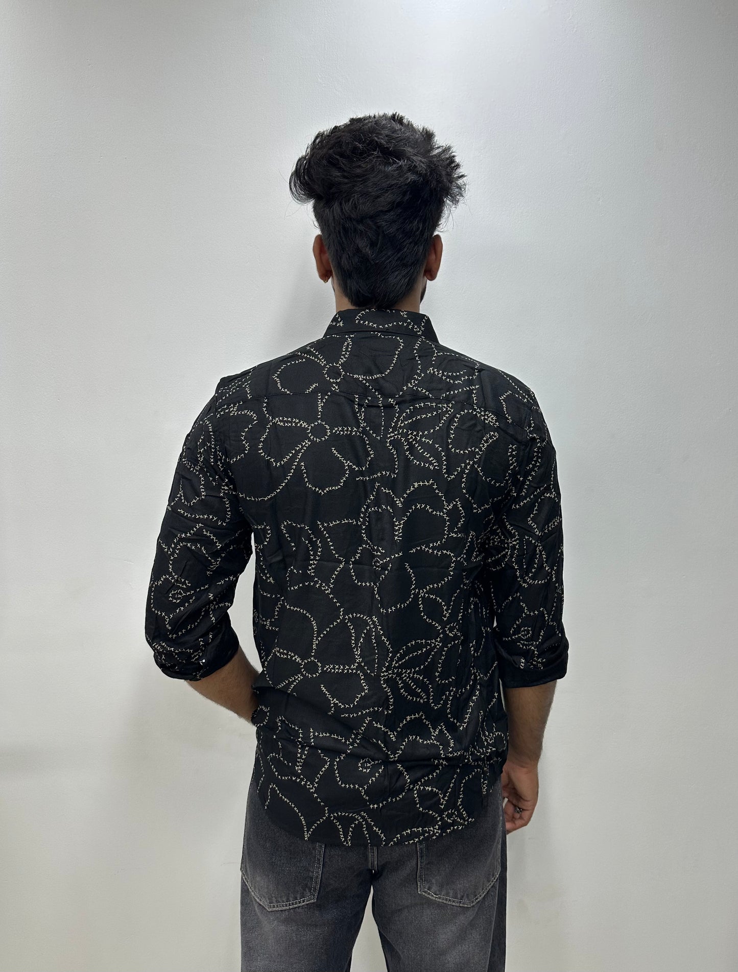 Black Petal Dot Printed Shirt