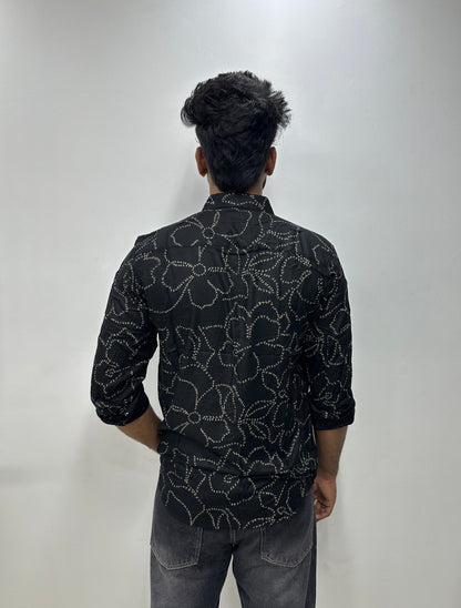 Black Petal Dot Printed Shirt