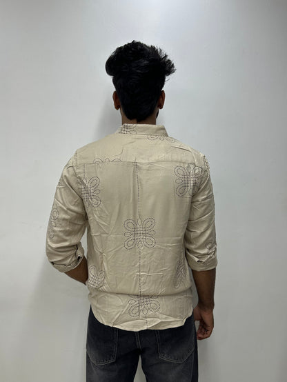 Beige Blossom Dot Printed Shirt
