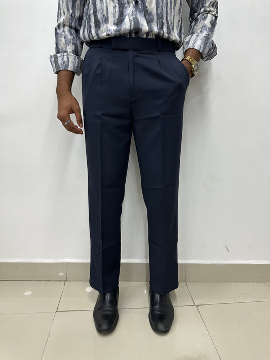 Navy Blue Korean Baggy Trousers
