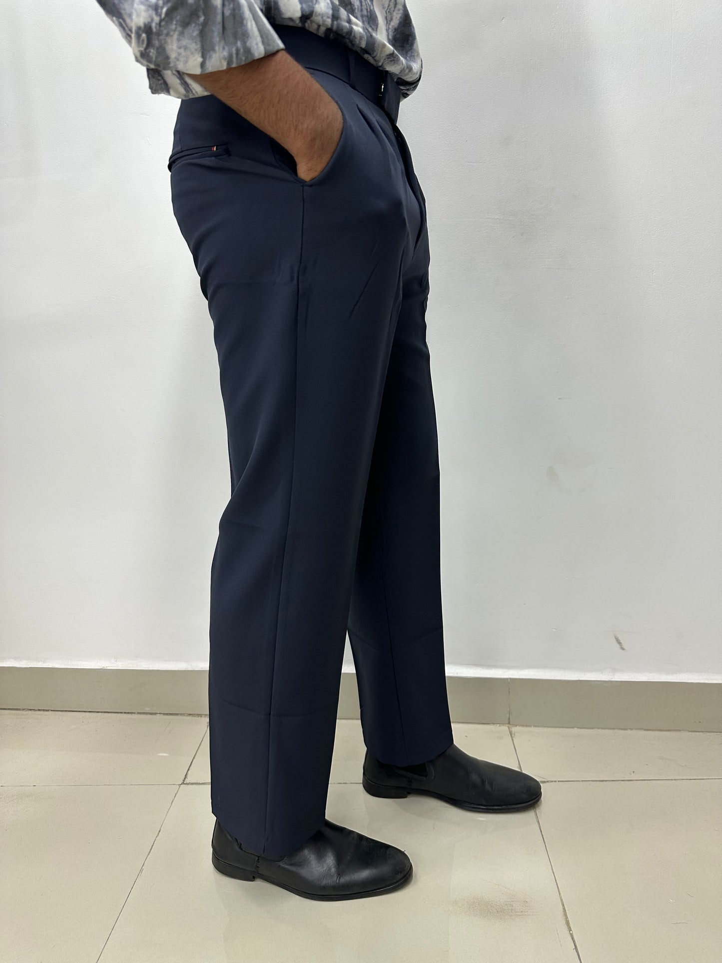 Navy Blue Korean Baggy Trousers