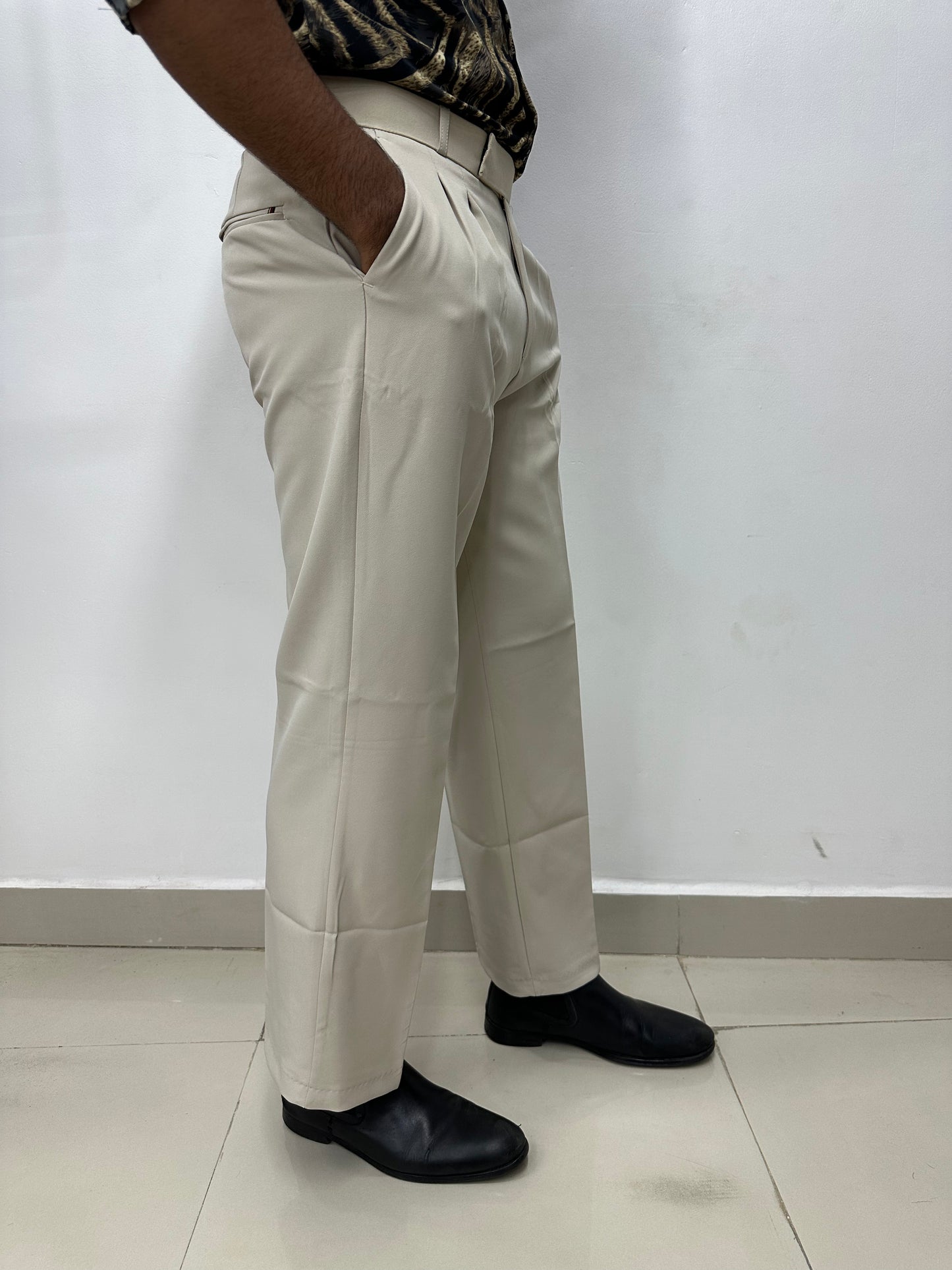 Cream Korean Baggy Trousers