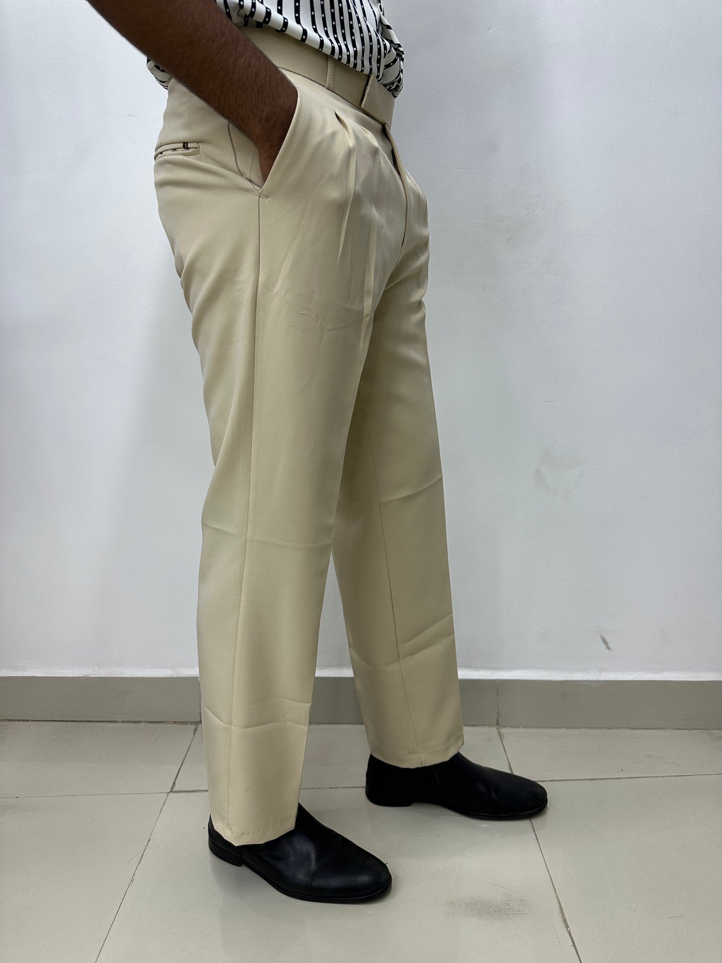 Beige Korean Baggy Trousers