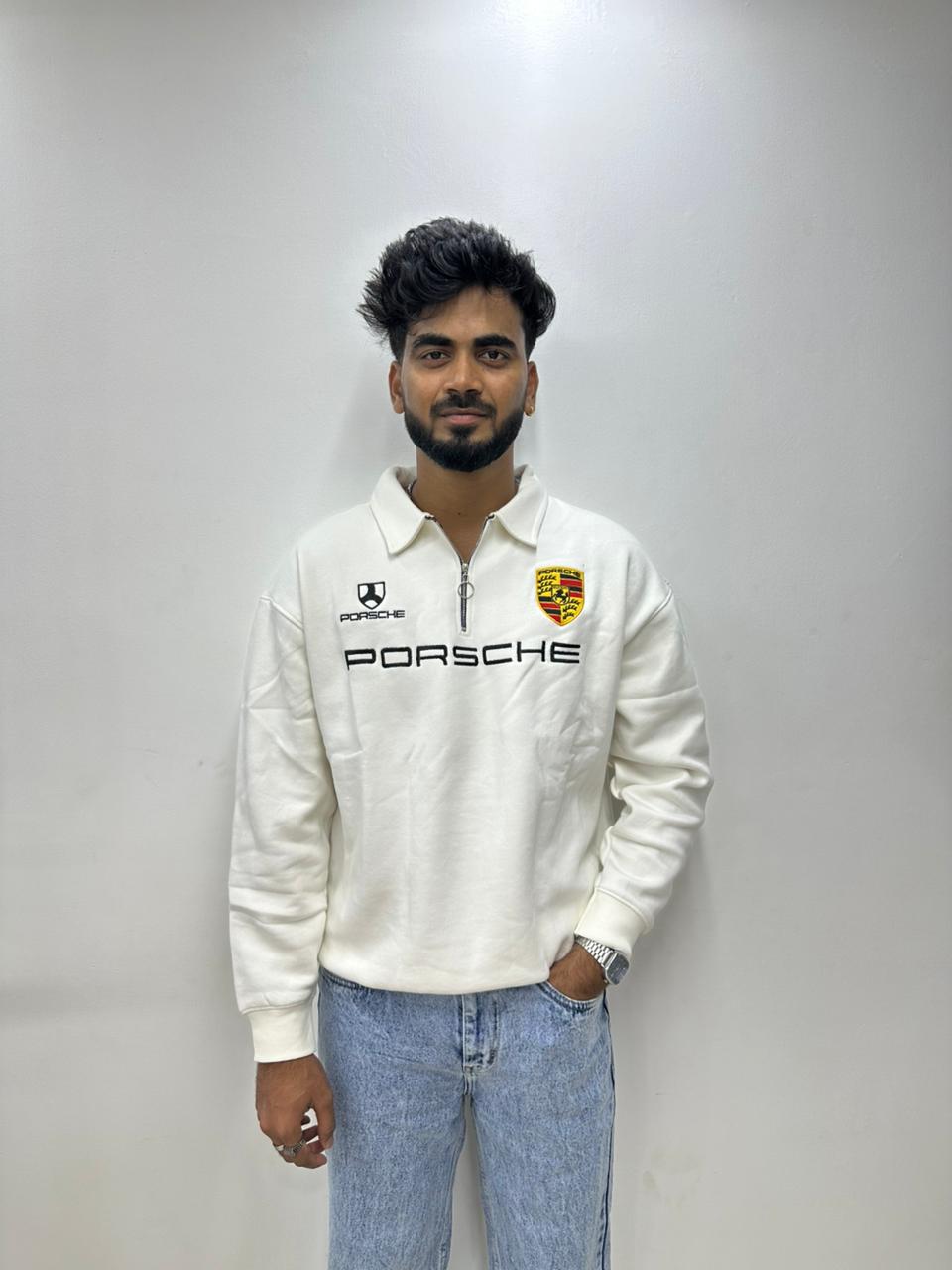 White Motorsport Half-Zip Pullover