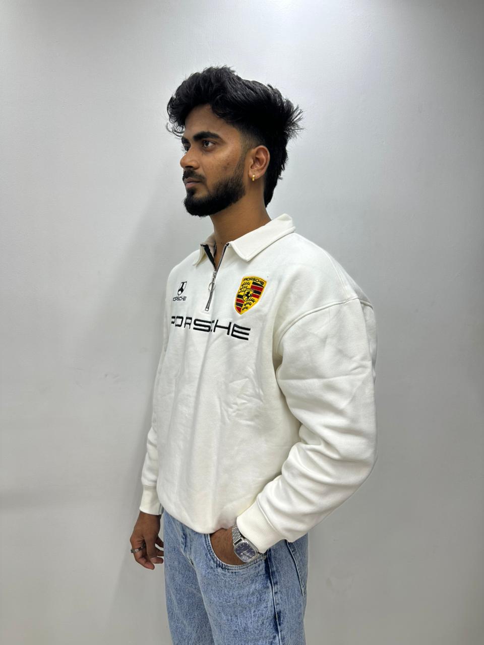White Motorsport Half-Zip Pullover