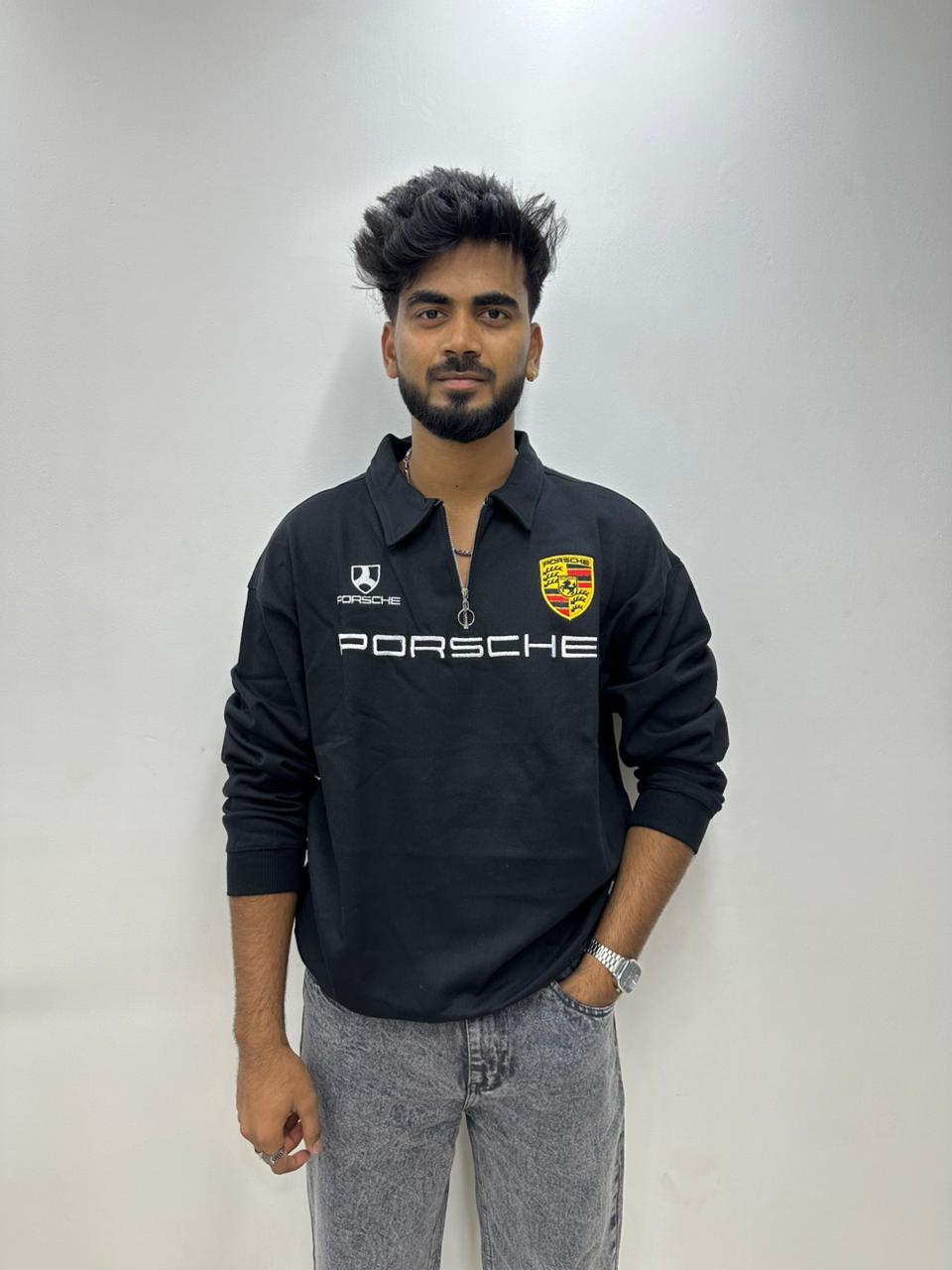 Black Motorsport Half-Zip Pullover